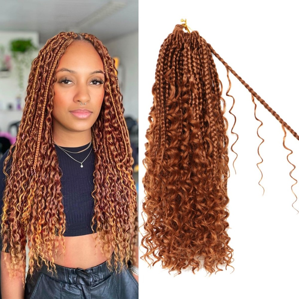 Goddess Boho Box Braids Crochet Hair-8 Packs 14 Inch Crochet Box Braids for Black Women Pre Looped (30, 14 Inch (Pack of 8))