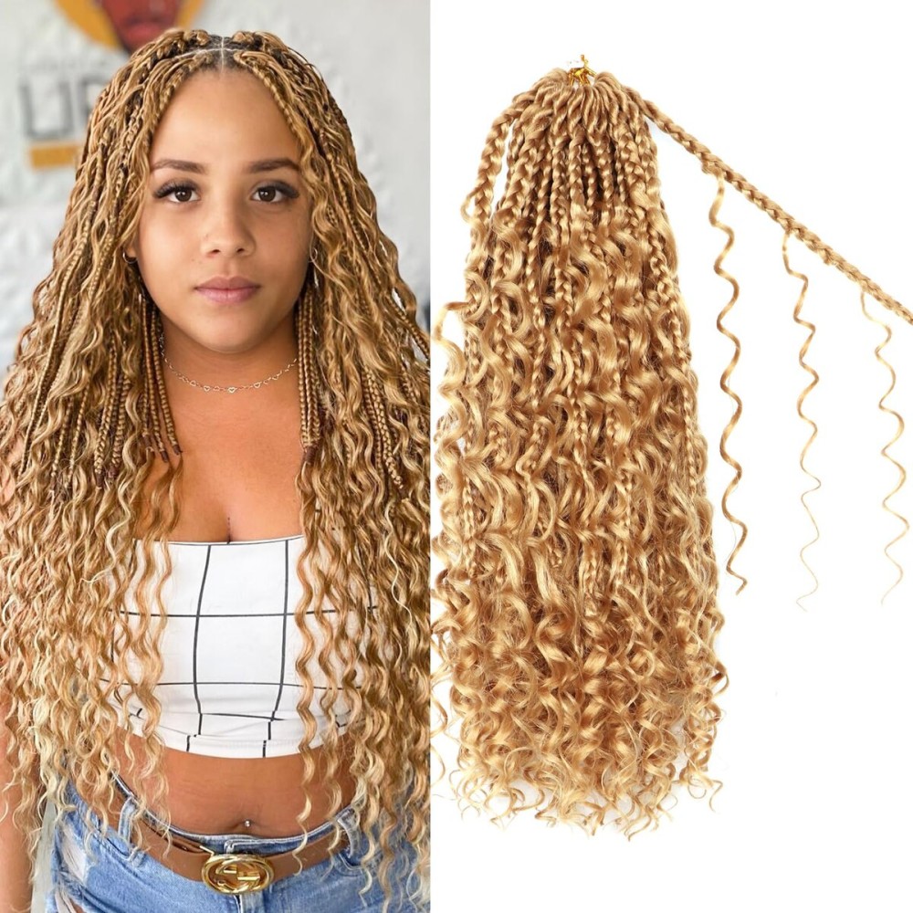 Goddess Boho Box Braids Crochet Hair-8 Packs 14 Inch Crochet Box Braids for Black Women Pre Looped ((27, 14 Inch (Pack of 8))