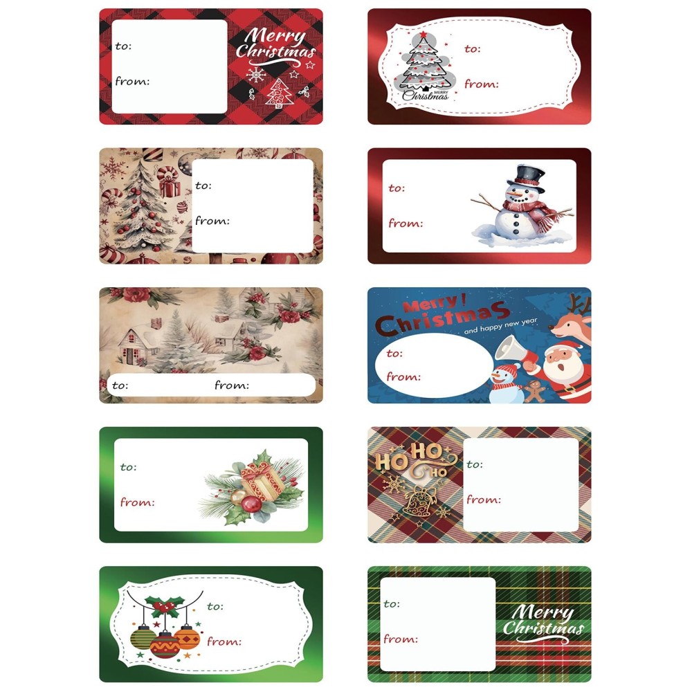 100 Count Large Foil Christmas Sticker Labels,Self Adhesive Gift Stickers Holiday Gift Name Decals for Present/Wrapping Paper Decorations