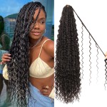 Goddess Boho Box Braids Crochet Hair-8 Packs 24 Inch Crochet Box Braids for Black Women Pre Looped (1B, 24 Inch(Pack of 8))
