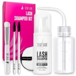 STACY LASH Lash Shampoo Kit Foaming Cleanser with Eye Lash Spoolies & Rinse Bottle & Cleansing Pad & Brush for Eyelash Extensions & Clusters & Natural Eyelashes