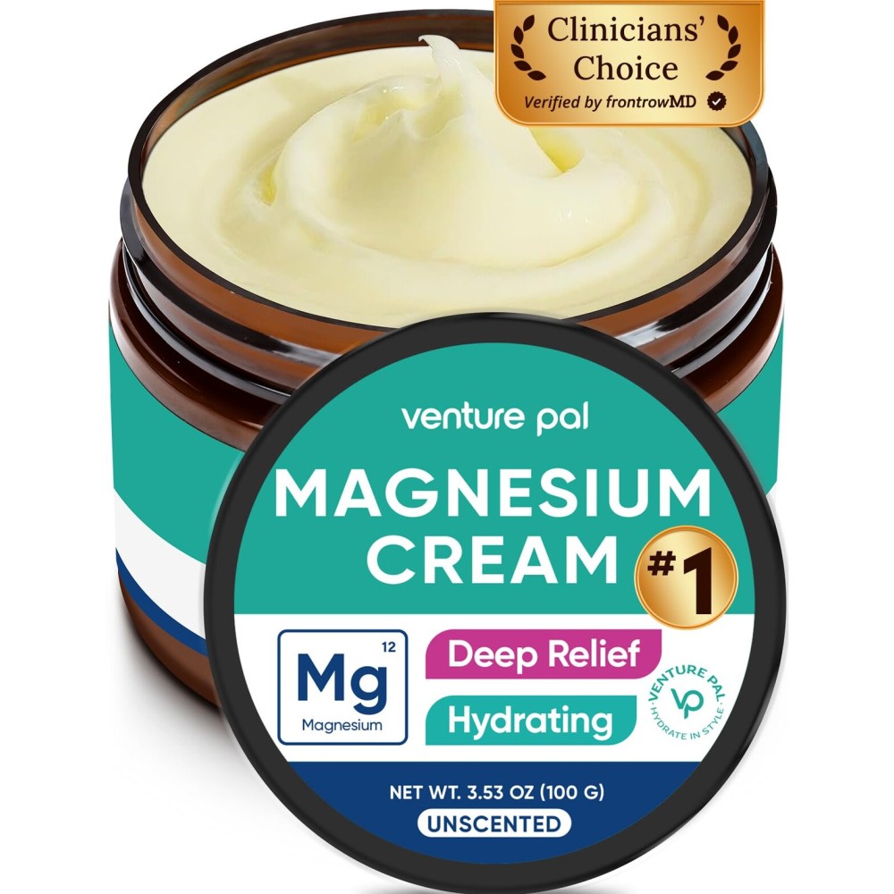 Venture Pal Magnesium Lotion, Topical Magnesium Cream for Sleep, Leg Cramps & Pain, Muscle Relaxation, Calm, Moisturizing Supplement with Coconut Oil, Shea Butter & Hyaluronic Acid, Safe for Kids
