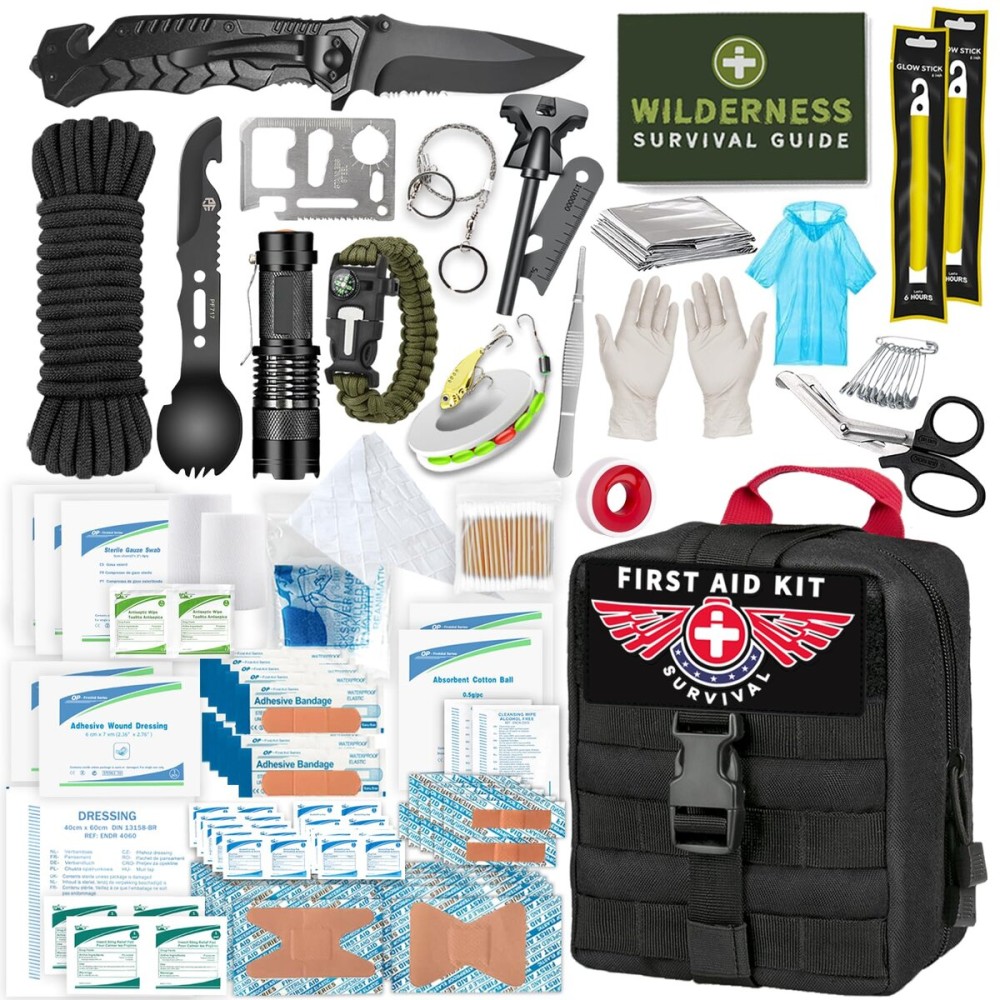 Survival Kits 222 in 1,Gifts for Men Dad Husband Him, Christmas Stocking Stuffers Birthday Gifts Idea for Boyfriend Man, Survival Gear and Equipment, Fishing Hunting Camping Accessories