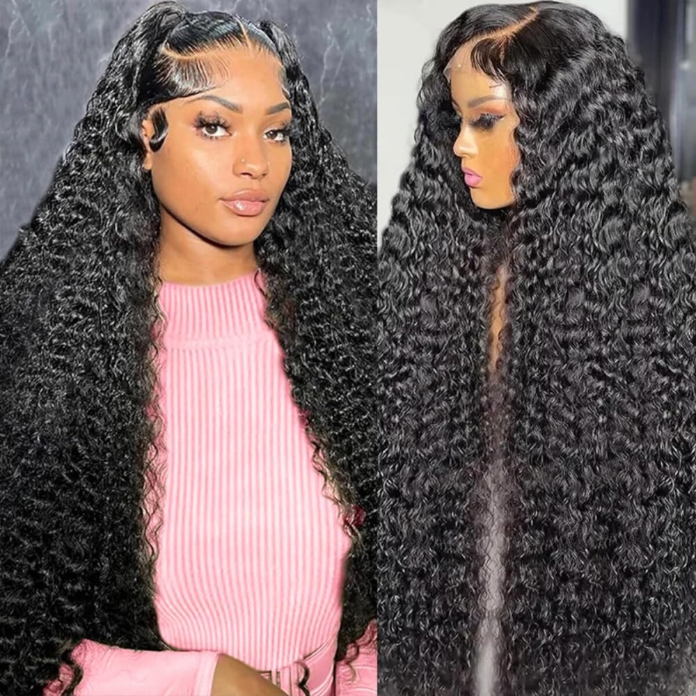 250% Density 13X6 30 Inch Deep Wave Lace Front Wigs Human Hair Curly Wig Wet and Wavy HD Lace Front Wig Pre Plucked 100% Real Human Hair No Synthetic Blend No Tangle No Shedding Triple Lifespan 3X