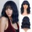 VCKOVCKO Short Bob Wigs Black mix Royal blue Wavy Wig With Air Bangs Women\'s Shoulder Length Curly Wavy Synthetic Cosplay Pastel Bob Wig for Girl (12, Black mix Royal blue)