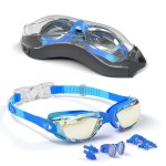 Hurdilen Kids Swim Goggles, Swimming Goggles for Kids with Nose Clip, Earplugs, Nose Bridge for Age 3-15