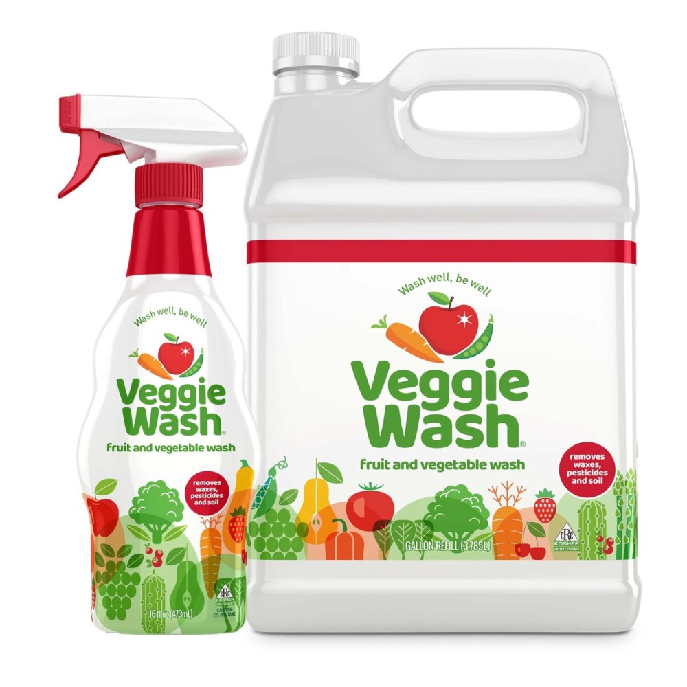 Veggie Wash Fruit & Vegetable Wash, Produce Wash and Cleaner Bundle Pack - 16 oz. Spray and 1 Gallon Refill, Packaging May Vary