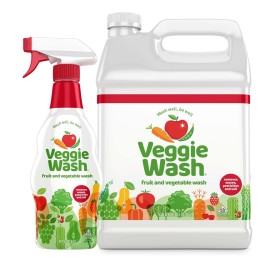 Veggie Wash Fruit & Vegetable Wash, Produce Wash and Cleaner Bundle Pack - 16 oz. Spray and 1 Gallon Refill, Packaging May Vary