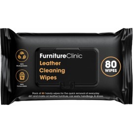 Furniture Clinic Leather Cleaning Wipes | 80 Count | Clean & Restore Leather & Vinyl Furniture, Handbags, Jackets, Car Seats, Interiors & More | Residue & Streak-Free | for Everyday Use