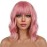 LANCAINI Short Bob Wigs with Bangs for Women Loose Wavy Wig Curly Wavy Shoulder Length Bob Synthetic Cosplay Wig for Girl Colorful Costume Wigs (Lovely Pink)