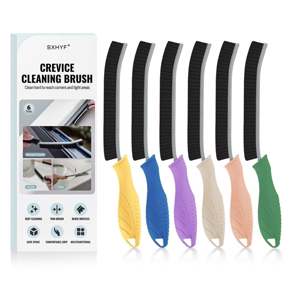 SXhyf Crevice Cleaning Brush - Grout Scrub Brush, House Cleaning Supplies, Gap Cleaning Tools, Home Essentials, Gifts for Women Men, Hard Bristle Crevice Cleaner Brush for Household Use, Bathroom