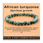 AD Beads Handmade Gemstone Stretch Elastic Bracelet Crystal Healing Reiki Nature\'s Beauty and Spiritual Essence Unisex (6mm, African Turquoise (Spiritual growth))