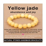 AD Beads Handmade Gemstone Stretch Elastic Bracelet Crystal Healing Reiki Nature\'s Beauty and Spiritual Essence Unisex (12mm, Yellow Jade (abundance and joy))