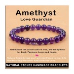 AD Beads Handmade Gemstone Stretch Elastic Bracelet Crystal Healing Reiki Nature\'s Beauty and Spiritual Essence Unisex (8mm, Amethyst (Love Guardian))