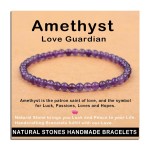 AD Beads Handmade Gemstone Stretch Elastic Bracelet Crystal Healing Reiki Nature\'s Beauty and Spiritual Essence Unisex (4mm, Amethyst (Love Guardian))