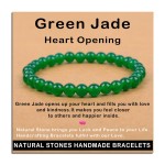 AD Beads Handmade Gemstone Stretch Elastic Bracelet Crystal Healing Reiki Nature\'s Beauty and Spiritual Essence Unisex (6mm, Green Jade (Heart Opening))