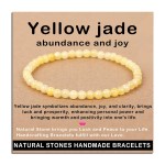 AD Beads Handmade Gemstone Stretch Elastic Bracelet Crystal Healing Reiki Nature\'s Beauty and Spiritual Essence Unisex (4mm, Yellow Jade (abundance and joy))