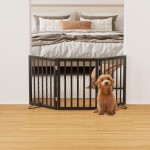 Freestanding Foldable Dog Gate 2 Panel,Fully Assembled Dog Gates for Doorways, Wooden Pet Gates for The House, 24-inch Tall Pet Gate Indoor