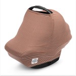 Parker Baby 4 in 1 Car Seat Cover for Girls and Boys - Stretchy Carseat Canopy, Nursing Cover, Grocery Cart Cover, High Chair Cover - Clay/Alpaca Stripes