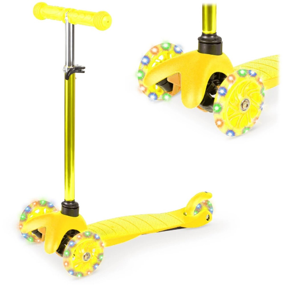 Best Choice Products Kids Mini Kick Scooter Toy w/Light-Up Wheels, Height Adjustable T-Bar, Foot Break - Yellow