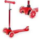 Best Choice Products Kids Mini Kick Scooter Toy w/Light-Up Wheels, Height Adjustable T-Bar, Foot Break - Red