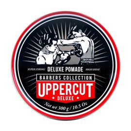 Uppercut Deluxe Barbers Collection Deluxe Pomade, 10.5 oz / 300g - Strong Hold, High Shine Hair Pomade - Water-Based, Easy Washout - Classic Barber Styling for Slick Backs, Side Parts & Pompadours