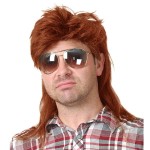 Kaneles Orange Mullet Wigs for Men 80s Costumes 70s Rocker Fancy Party Accessory Cosplay Halloween Wig (Orange)