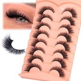 Mink Lashes Cat Eye False Lashes Fox Eye False Eyelashes Lashes Natural D-Curly Volume Fake Eyelashes Soft Handmade Lashes that Look Like Extensions Lashes Pack