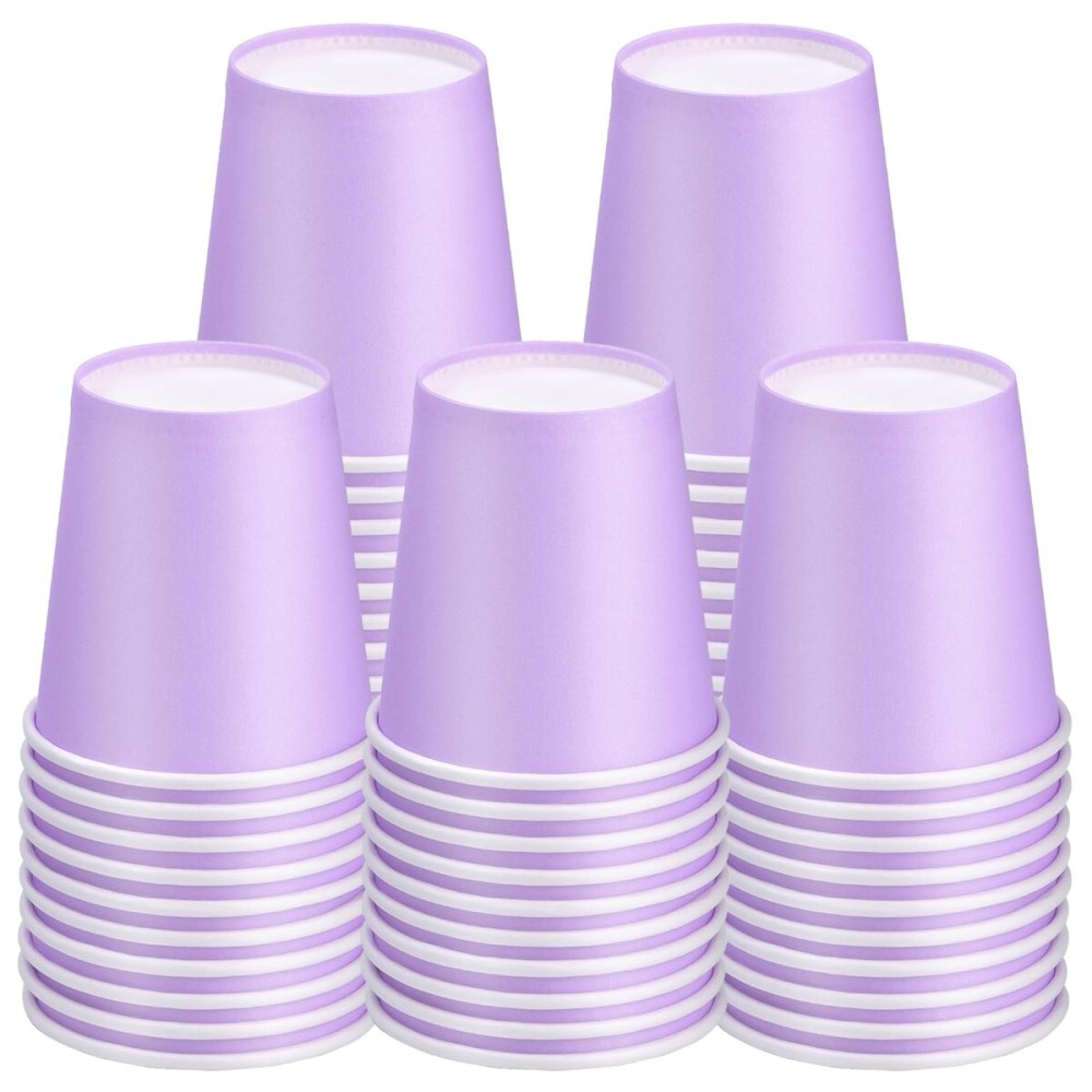 Huaiid 50 Packs 3 oz Disposable Paper Cups, Bathroom Cups Small Paper Cups, Mouthwash Cup Espresso Cup for Party, Bathroom and Office (Purple)