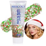 MEICOLY Christmas Face Body Glitter Gel,Christmas Hair Glitter,Christmas Accessories Stocking Stuffers Gift Decorations,Festival Face Glitter Makeup for Women Kids Girls,Chunky Glitter Face Paint
