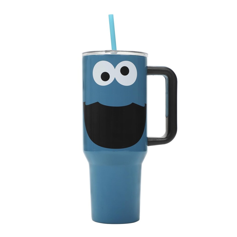Bioworld Sesame Street Cookie Monster 40 Oz Blue Stainless Steel Tumbler with Handle