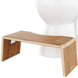 Squatty Potty Oslo Teak Folding Toilet Stool - Compact, Stylish, and Space-Saving Design for Better Bathroom Posture, Durable Teak, No Assembly Required