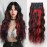 ALXNAN Clip in Long Wavy Hair Extension 24 Inch Black Red Highlights Hair Extensions 4PCS Thick Hairpieces Fiber Double Weft Hair for Women