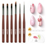 Beetles Nail Art Brushes Set, 6 PCS Multifunctional Nail Brushes for Nail Art Wooden Liner Brush Nail Drawing Pen Nail Art Tools with Nail Brush Holder&Palette for Nail Art Design