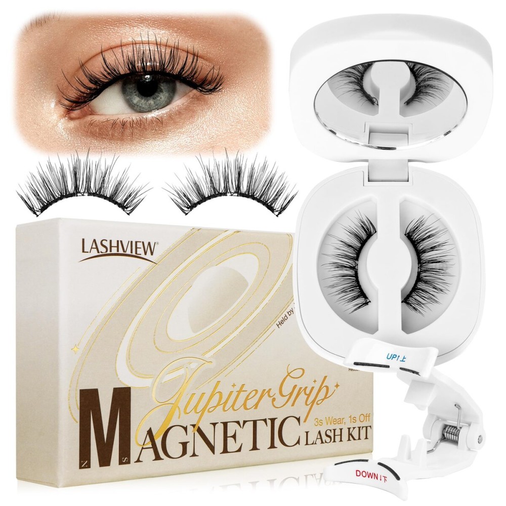 LASHVIEW Upgrade Soft Magnetic Eyelashes Natural Look, Reusable Magnetic Eyelashes with Applicator, No Glue Needed Lashes Kit, Easy to Wear and Remove CT01