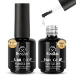 beetles Gel Polish 9 In 1 Gel Nail Glue for Clear Acrylic Nail Tips 2 Pcs 15ml Long Lasting Nail Gel Kit for False Nails Tips, Base Blooming Nail Gel, Christmas Nail Art, U V Light Required