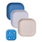 BABELIO Suction Plates for Baby and Toddler, 100% Food Grade Silicone, BPA Free, Dishwasher & Microwave Safe, with 4 Suction Cups, Stackable, 3 Pack
