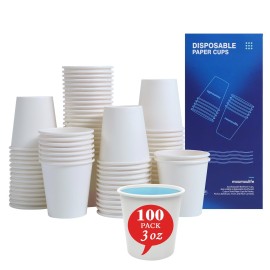 MOUMOULIFE 100 Count 3oz Disposable Bathroom Cups, Mouthwash Cups, Small Paper Cups for Parties, Picnics, Barbecues, Travel and Events