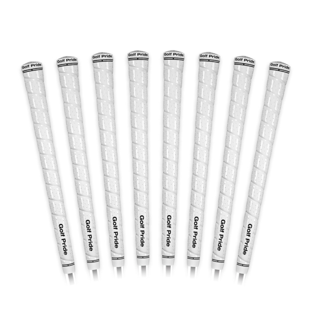 Golf Pride Tour Wrap Golf Grip - Comfortable, Durable Grip for Clubs - Classic Wrap Design with High-Tack Feel - Rubber Construction - Midsize - White - 8 Pack