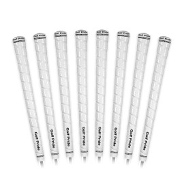 Golf Pride Tour Wrap Golf Grip - Comfortable, Durable Grip for Clubs - Classic Wrap Design with High-Tack Feel - Rubber Construction - Midsize - White - 8 Pack