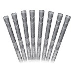 Golf Pride MCC Plus4 Golf Club Grip - All-Weather Hybrid Grip with Larger Lower Hand - Brushed Cotton Cord & Pebbled Texture - Standard - Grey - 8 Pack
