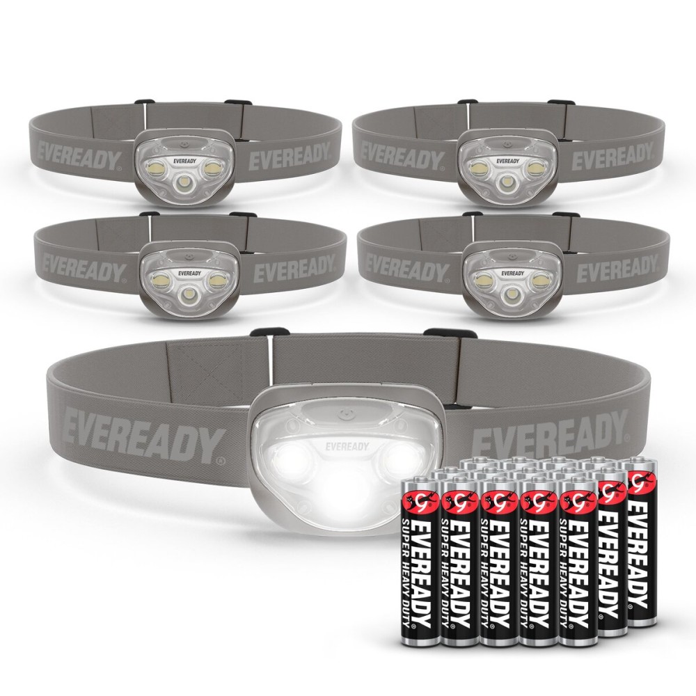EVEREADY LED Headlamps Pro200 [5-Pack], IPX4 Water Resistant, Bright and Durable Head Lights for Camping, Hiking, Emergency Power Outage (Batteries Included)