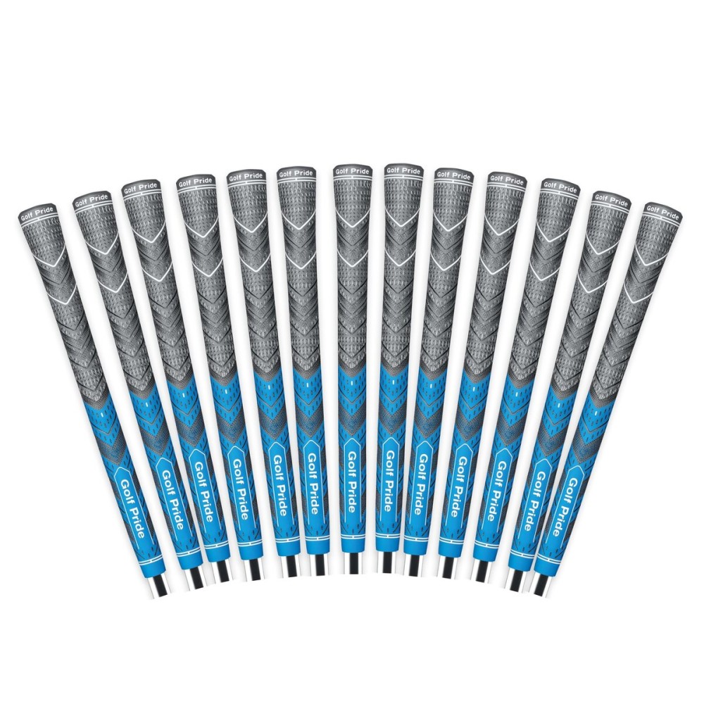 Golf Pride MCC Plus4 Golf Club Grip - All-Weather Hybrid Grip with Larger Lower Hand - Brushed Cotton Cord & Pebbled Texture - Standard - Blue - 13 Pack