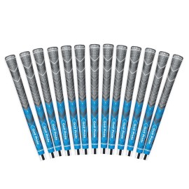Golf Pride MCC Plus4 Golf Club Grip - All-Weather Hybrid Grip with Larger Lower Hand - Brushed Cotton Cord & Pebbled Texture - Standard - Blue - 13 Pack
