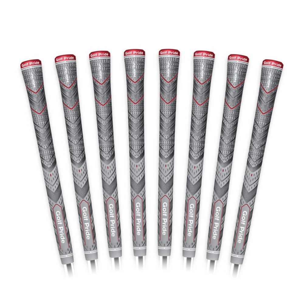 Golf Pride MCC Plus4 ALIGN Golf Club Grip - All-Weather Hybrid Grip with Raised Ridge Technology & Larger Lower Hand - Brushed Cotton Cord & Pebbled Texture - Midsize - 8 Pack