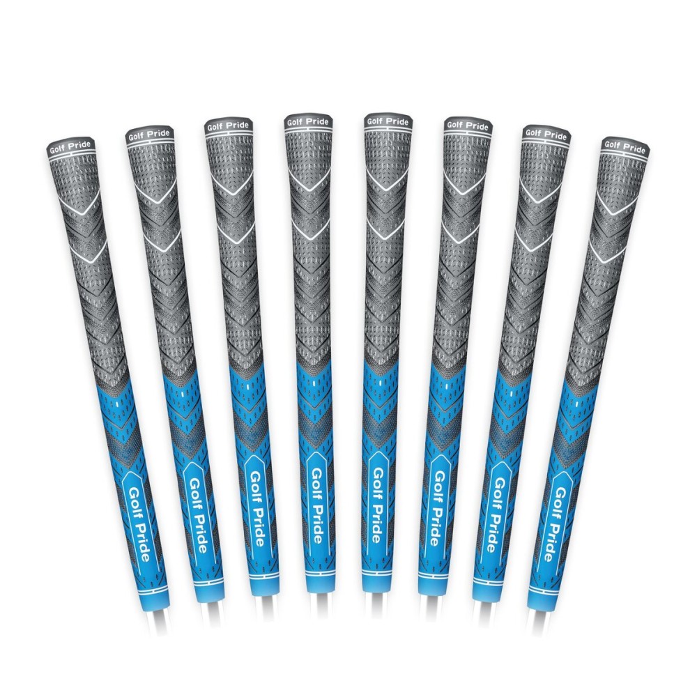 Golf Pride MCC Plus4 Golf Club Grip - All-Weather Hybrid Grip with Larger Lower Hand - Brushed Cotton Cord & Pebbled Texture - Standard - Blue - 8 Pack