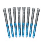 Golf Pride MCC Plus4 Golf Club Grip - All-Weather Hybrid Grip with Larger Lower Hand - Brushed Cotton Cord & Pebbled Texture - Standard - Blue - 8 Pack