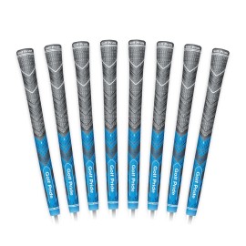 Golf Pride MCC Plus4 Golf Club Grip - All-Weather Hybrid Grip with Larger Lower Hand - Brushed Cotton Cord & Pebbled Texture - Standard - Blue - 8 Pack