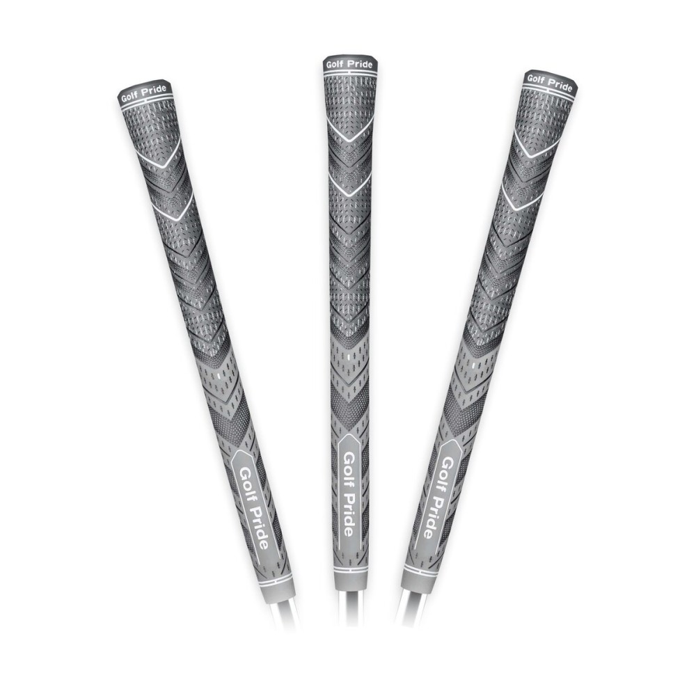 Golf Pride MCC Plus4 Golf Club Grip - All-Weather Hybrid Grip with Larger Lower Hand - Brushed Cotton Cord & Pebbled Texture - Midsize - Grey - 3 Pack