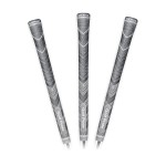 Golf Pride MCC Plus4 Golf Club Grip - All-Weather Hybrid Grip with Larger Lower Hand - Brushed Cotton Cord & Pebbled Texture - Midsize - Grey - 3 Pack